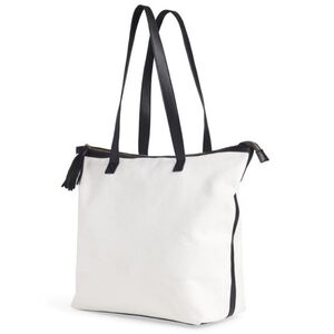 WALTER BAKER Carly Tote Bag Day Tripper Weekender White Canvas Black Vegan NWT